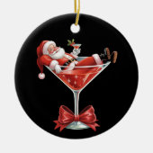 Kerstmannetje's Rommelige Kerst Martini Grappige K Keramisch Ornament (Voorkant)