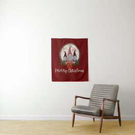 Kerstmannetjes Rood, Rustiek, Geruit, Trendy Wandkleed