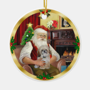 Kerstmannetje's Shih Tzu (#17) Keramisch Ornament
