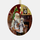 Kerstmannetje's Shih Tzus (DRIE) Keramisch Ornament (Rechts)