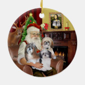 Kerstmannetje's Shih Tzus (DRIE) Keramisch Ornament (Achterkant)