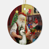 Kerstmannetje's Siberische Husky #3 Keramisch Ornament (Links)