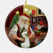 Kerstmannetje's Siberische Husky #3 Keramisch Ornament (Achterkant)