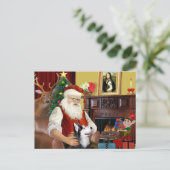 Kerstmannetje's Siberische Husky Feestdagenkaart (Staand voorkant)