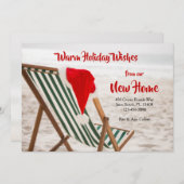 Kerstmannetje's strandstoel verhuizing bekendmakin aankondiging (Voorkant / Achterkant)