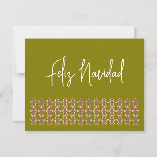 Kerstmannetjes van gemberkoek op Feliz Navidad Feestdagenkaart (Voorkant)