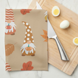Kerstmannetjes voor Thanksgiving met herfstbladere Theedoek