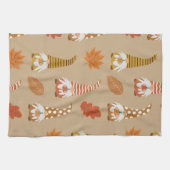 Kerstmannetjes voor Thanksgiving met herfstbladere Theedoek (Horizontaal)