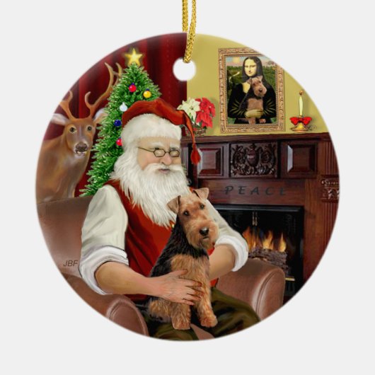 Kerstmannetje's Welsh Terrier Keramisch Ornament (Voorkant)