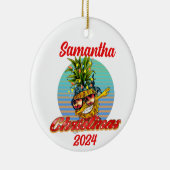 Kerstmannetjesanananas Keramisch Ornament (Rechts)