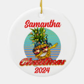 Kerstmannetjesanananas Keramisch Ornament (Achterkant)