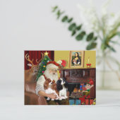 Kerstmanns 2 Cavalier Kings Charles Feestdagenkaart (Staand voorkant)
