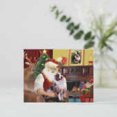 Kerstmanns Australian Shepherd (merle) Feestdagenkaart (Staand voorkant)