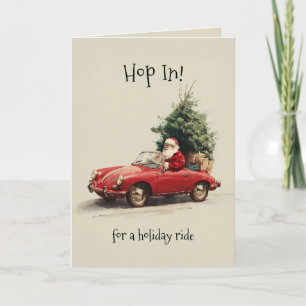 Kerstmanns Joyride in rode cabriolet Feestdagen Kaart