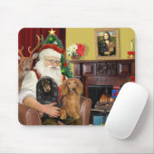 Kerstmanns twee langharige Dachshunds Muismat (Met muis)