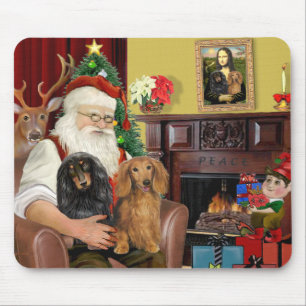 Kerstmanns twee langharige Dachshunds Muismat