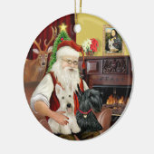 Kerstmanns TWEE Schotse Terriërs Keramisch Ornament (Links)