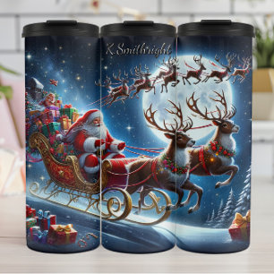 Kerstmanns vrolijke luchtsprint thermosbeker