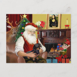 Kerstmanns zwarte / lichtbruine Dachshund (#16) Feestdagenkaart