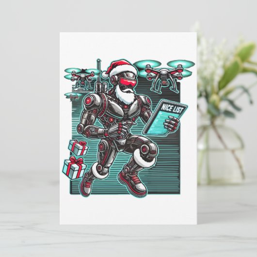 Kerstmanrobot aangedreven door AI met drones en Ke Kaart (Staand voorkant)