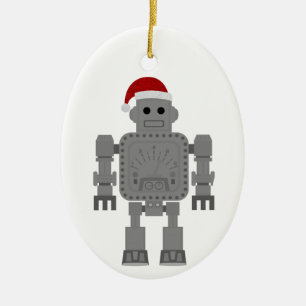 kerstmanrobot keramisch ornament