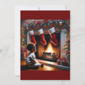 Kerstman's Aankomst: Peuter's Wonder Feestdagenkaart (Voorkant)