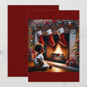 Kerstman's Aankomst: Peuter's Wonder Feestdagenkaart (Voorkant / Achterkant)