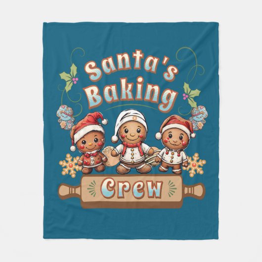Kerstman's Baking Crew Kerstkoekjes Fleece Deken (Voorkant)