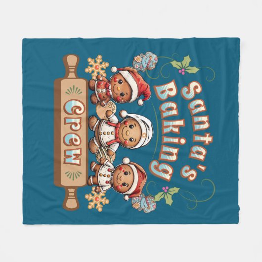 Kerstman's Baking Crew Kerstkoekjes Fleece Deken (Voorkant (Horizontaal))