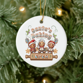 Kerstman's Baking Crew Kerstkoekjes Keramisch Ornament