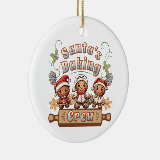 Kerstman's Baking Crew Kerstkoekjes Keramisch Ornament (Rechts)