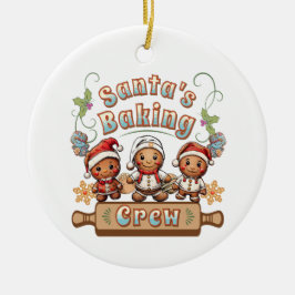 Kerstman's Baking Crew Kerstkoekjes Keramisch Ornament