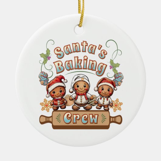 Kerstman's Baking Crew Kerstkoekjes Keramisch Ornament (Voorkant)