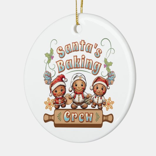 Kerstman's Baking Crew Kerstkoekjes Keramisch Ornament (Links)