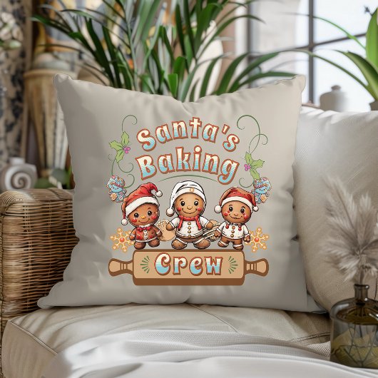 Kerstman's Baking Crew Kerstkoekjes Kussen