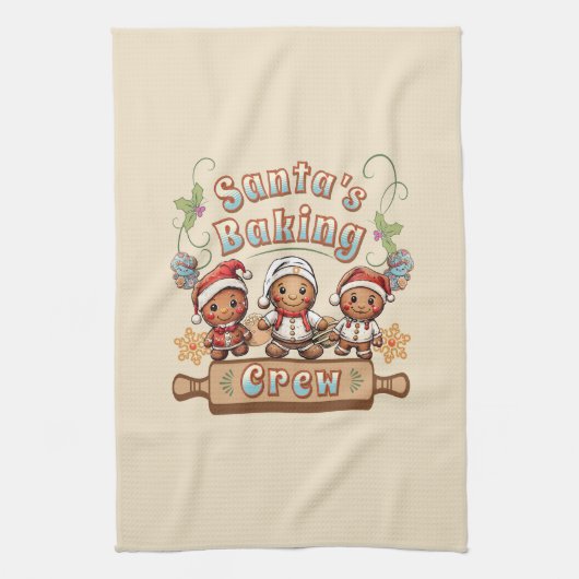 Kerstman's Baking Crew Kerstkoekjes Theedoek (Verticaal)