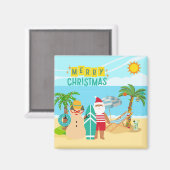 Kerstman's Beach Kerstmis Magneet (Voorkant / Achterkant)