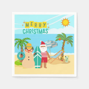 Kerstman's Beach Kerstmis Servet