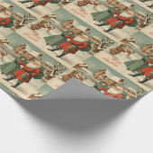 Kerstman's Bezoek Vintage Kerstmis Illustratie Cadeaupapier (Hoek)