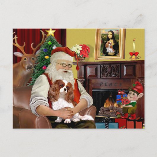 Kerstman's Blenheim Cavalier Feestdagenkaart (Voorkant)