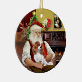 Kerstman's Blenheim Cavalier Keramisch Ornament (Rechts)