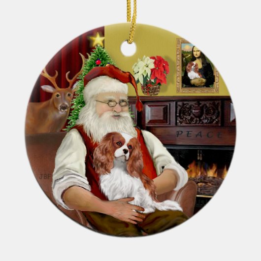 Kerstman's Blenheim Cavalier Keramisch Ornament (Voorkant)