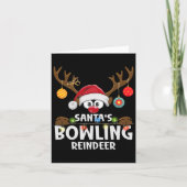 Kerstman's bowling rendier pyjama kaart (Voorkant)