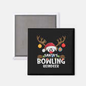 Kerstman's bowling rendier pyjama magneet (Voorkant / Achterkant)