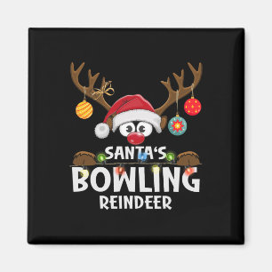 Kerstman's bowling rendier pyjama magneet