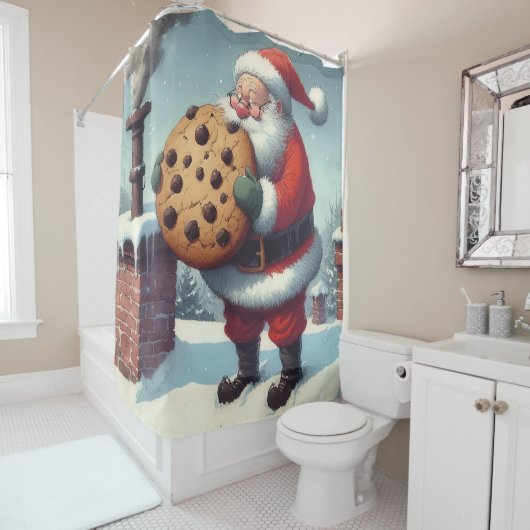 Kerstman's Cookie - Kerst Douche Gordijn (In situ)