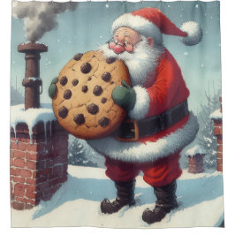 Kerstman's Cookie - Kerst Douche Gordijn