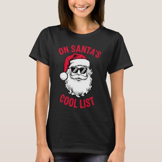 Kerstman's Cool List, Kerstmis shirten vrouwen T-shirt (Voorkant)