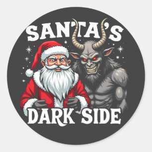 Kerstman's Dark Side Christmas Santa Krampus Devil Ronde Sticker