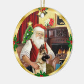Kerstmans Duitse Herder #13 Keramisch Ornament (Links)